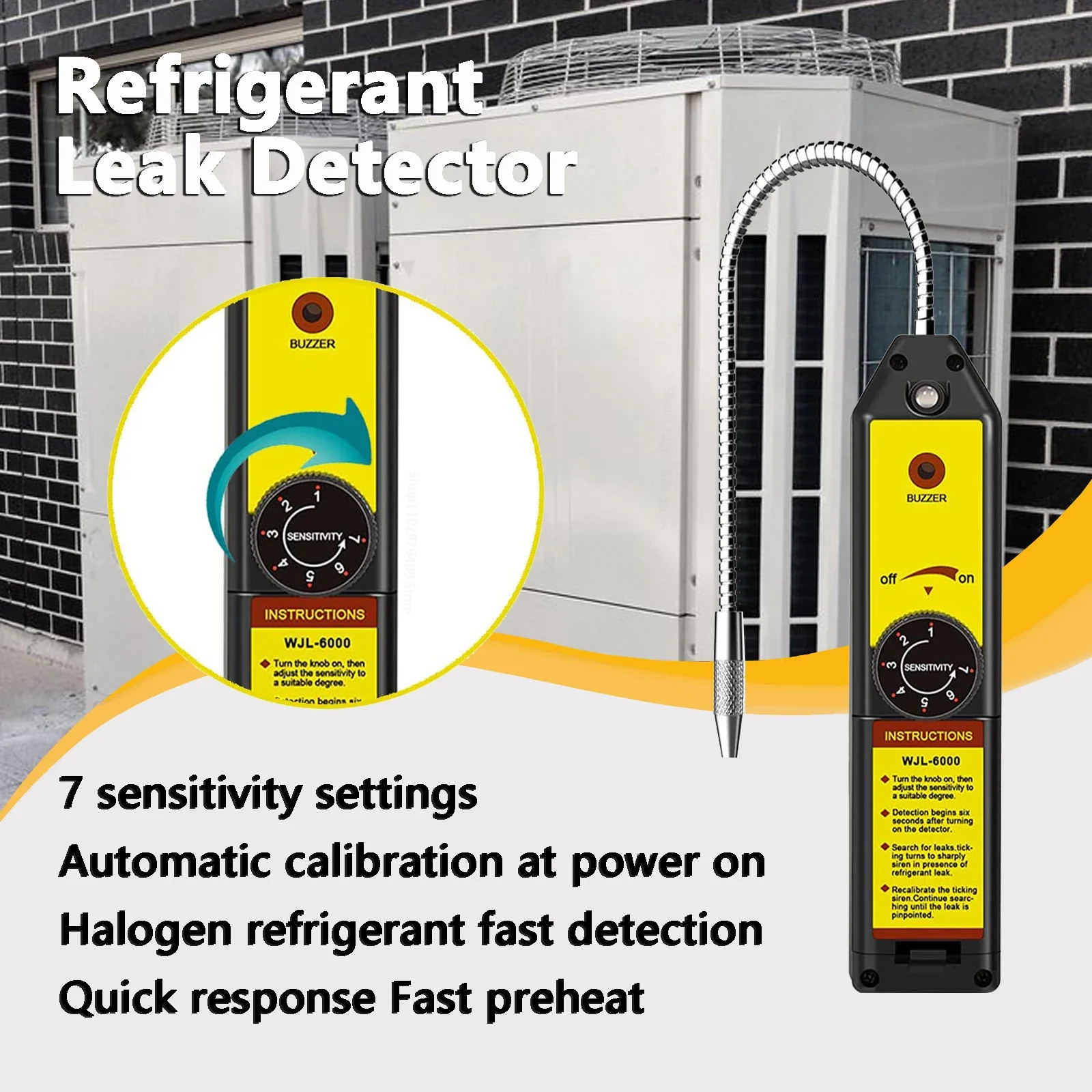 WJL-6000 كاشف تسرب الهالوجين المبردات مكيف الهواء تسرب الفلور كشف الفلور قطعة أثرية