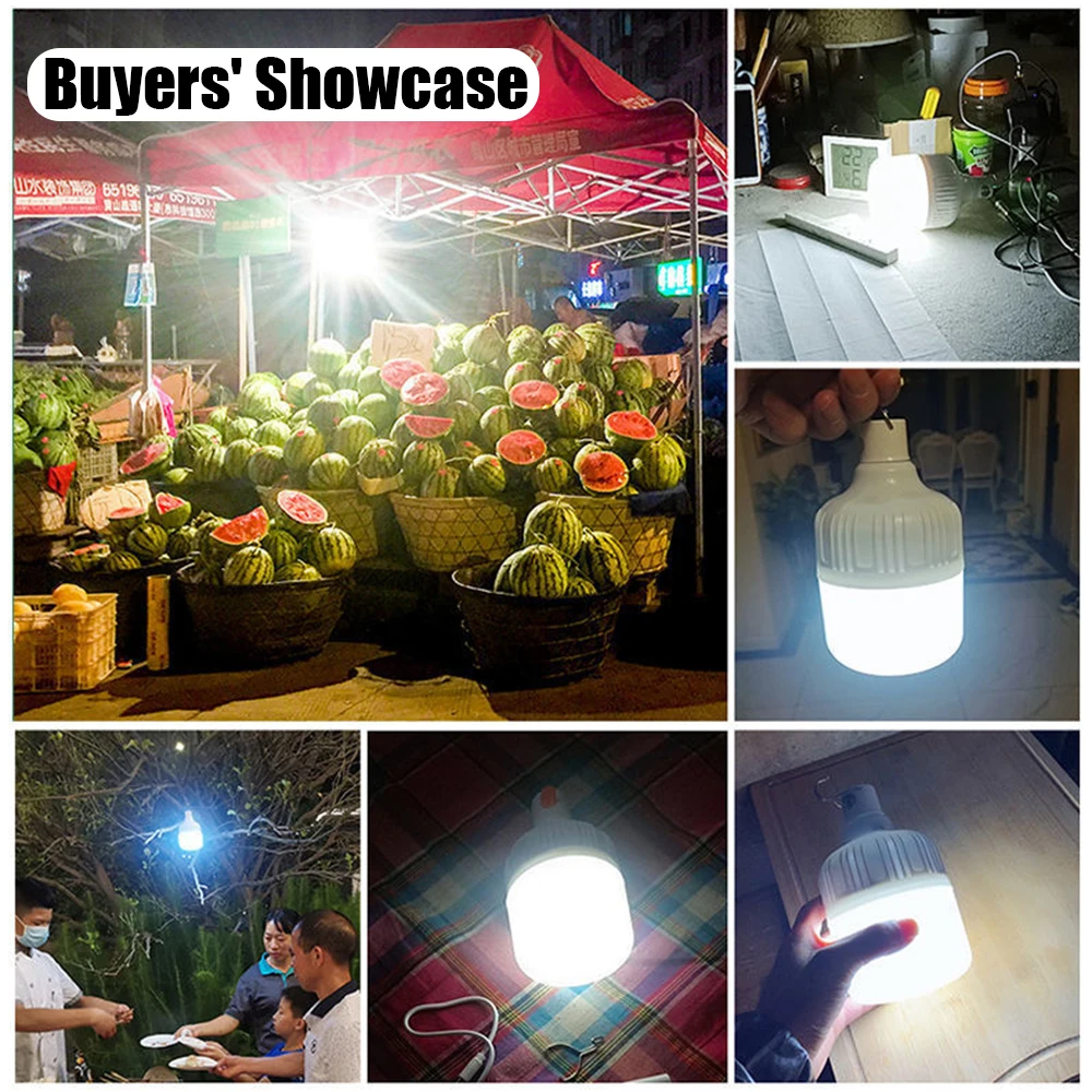 60W USB Rechargeable Portable Camping Light Led Light Emergency Flashlight Lantern Bulb Tents Lighting Equipment Bulb Power