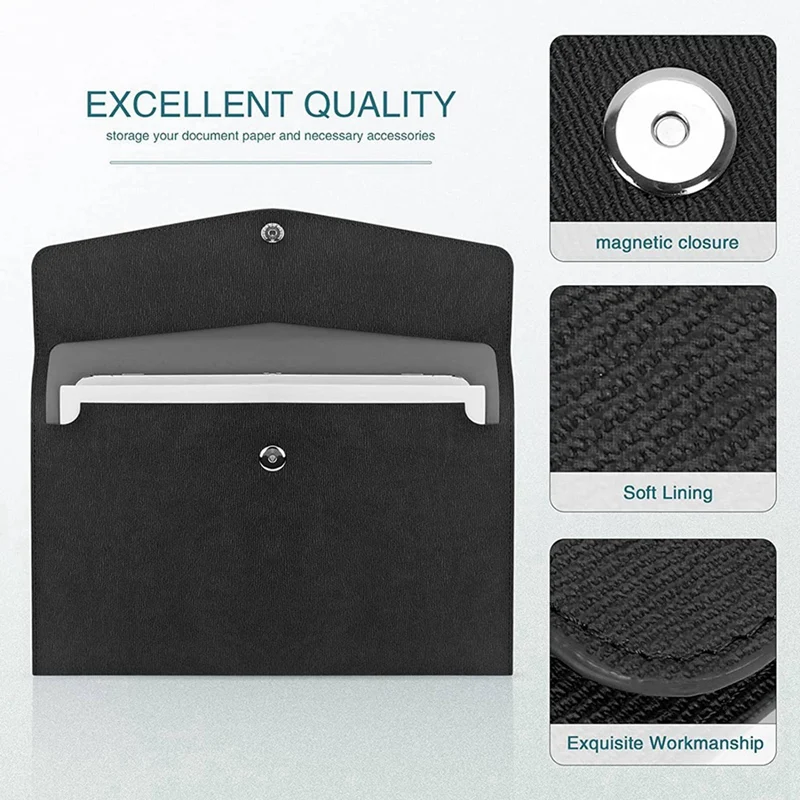 TTKK A4 Pu 가죽 문서 케이스, A4 스냅 단추 문서 폴더, 비즈니스 Pu 가죽 A4 포켓, 문서 정리함 2 개