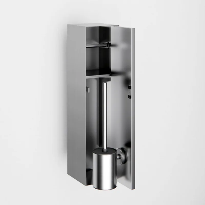 Stainless steel embedded niche bathroom wall storage cabinet integrated toilet brush holder tissue box toilet niche