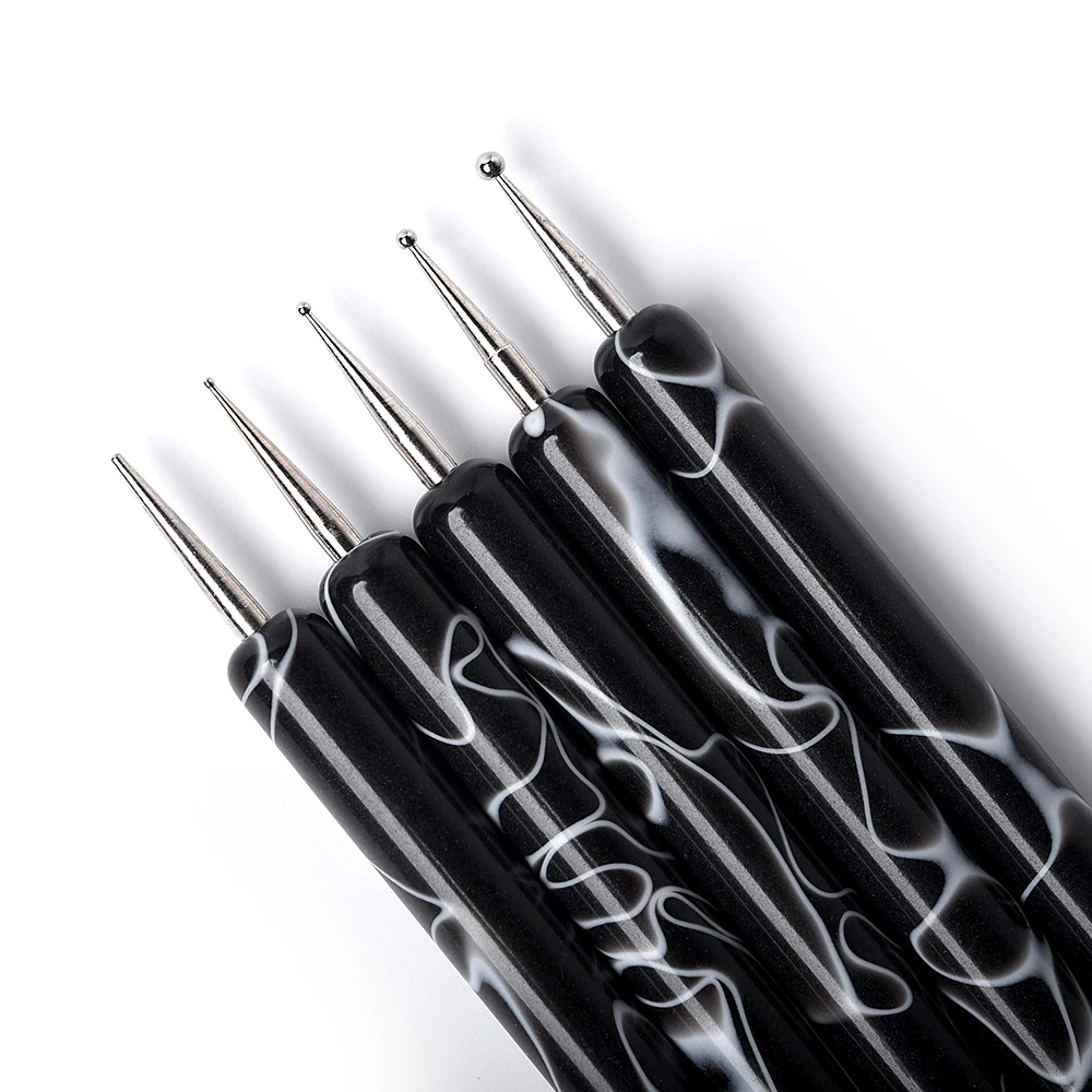 

Professional 5pcs/set Nail Dotting Painting Pen Black Marbleizing Brush Set Manicure Tools Brushes for Nail Decorations