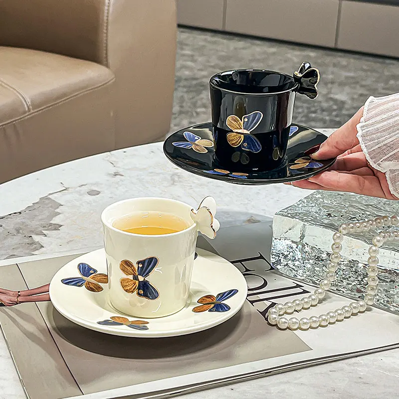 

Nordic Coffee Cup Exquisite Butterfly Ceramic Cup Plate Set Mug Living Room Home Decoration Butterfly Ceramic Mug Tableware