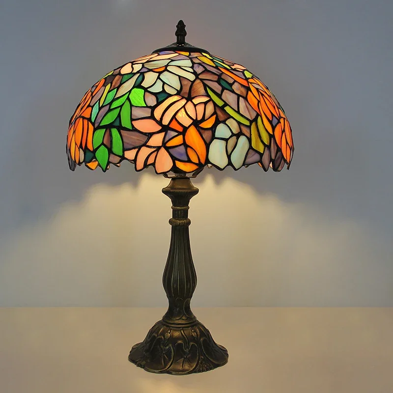 SOFITY Tiffany Table Lamp LED Luxury Creativity Living Room Study Bedroom Bedside Lamp Villa Hotel Color Glass Desk Light