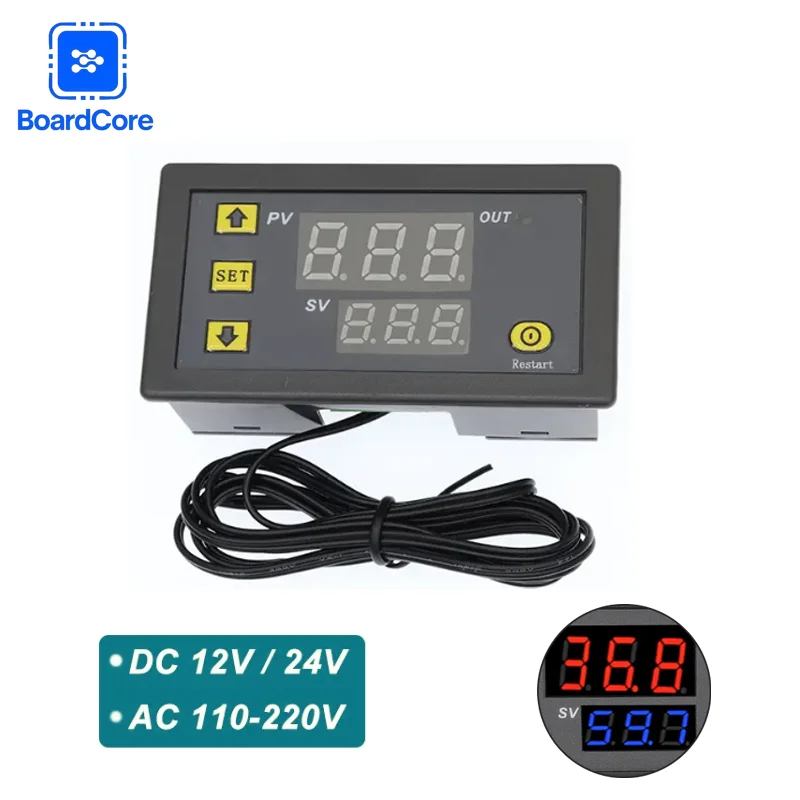 W3230 Digital Thermostat Module 12V/24V/220V 20A LED Display Temperature Controller Board with Heating/Cooling & Sensor