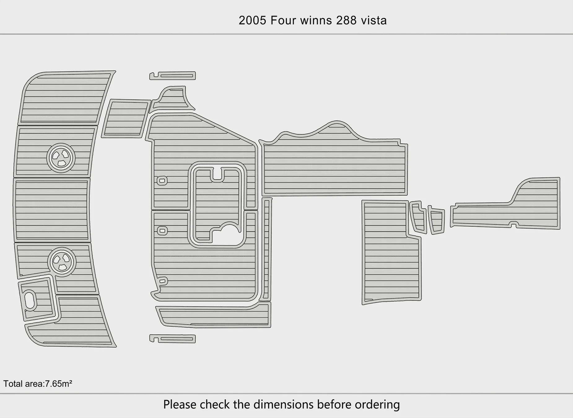 Tapis antidérapant EVA en faux teck marin - 2004-2007 Four Winns 288 Vista Tapis de pont de bateau auto-adhésif 1/4" (6 mm) pour cockpit et pont