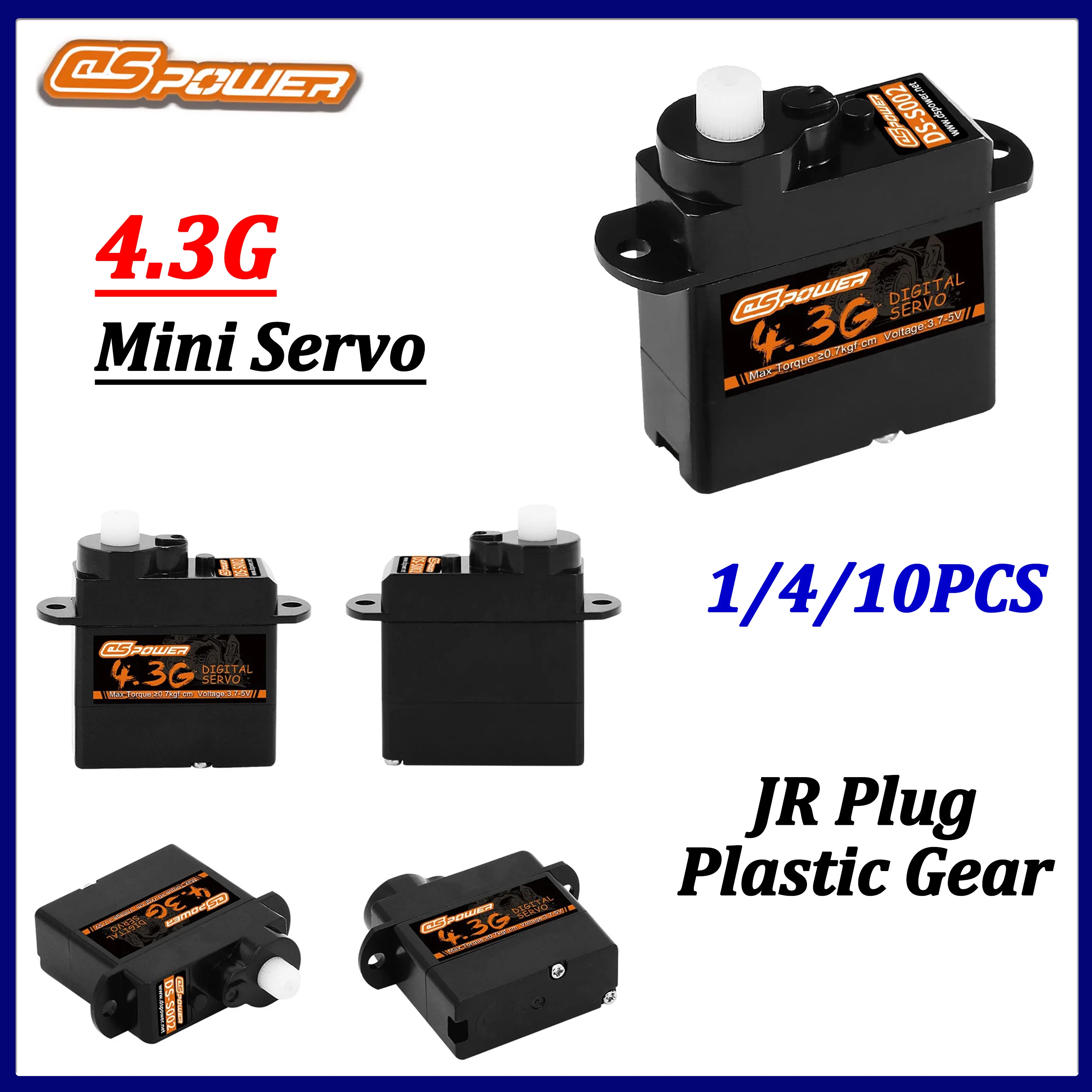 servo-digital-micro-dspower-43g-com-engrenagem-de-plastico-e-conector-jr-para-mini-drones-fpv-helicopteros-carros-de-asa-fixa-caminhoes-crawlers-e-pecas-diy-para-brinquedos