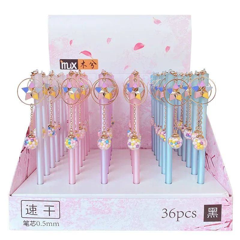24pcs color five-pointed star balloon bead needle brush jelly cute simple black creative gel pen