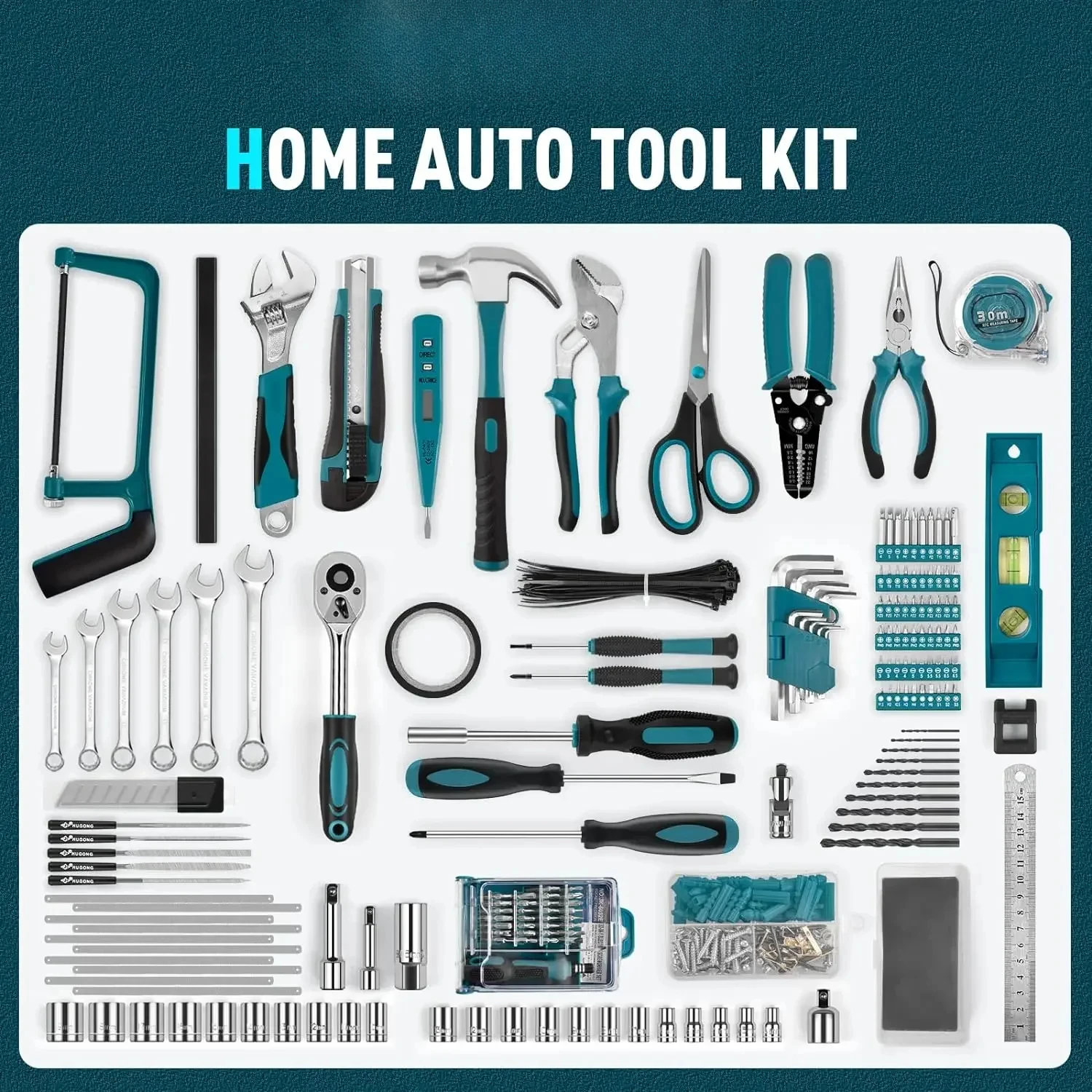 Sundpey 379-PCs Home Tool Kit - Protable Complete Household and Auto Repair Tool Set - Hand General Basic Tool Box