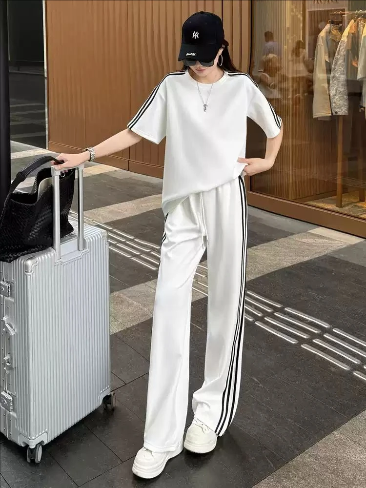 women's-pure-cotton-sportswear-set-summer-loose-slimming-faion-ort-sve-long-pants-casual-two-piece-set-running-trendy