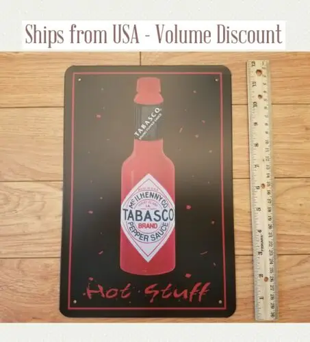 Letrero de Tabasco, Regalos de Tabasco, Letrero Metálico de Tabasco, Arte Retro de Salsa Picante de Tabasco en Lata de Aluminio