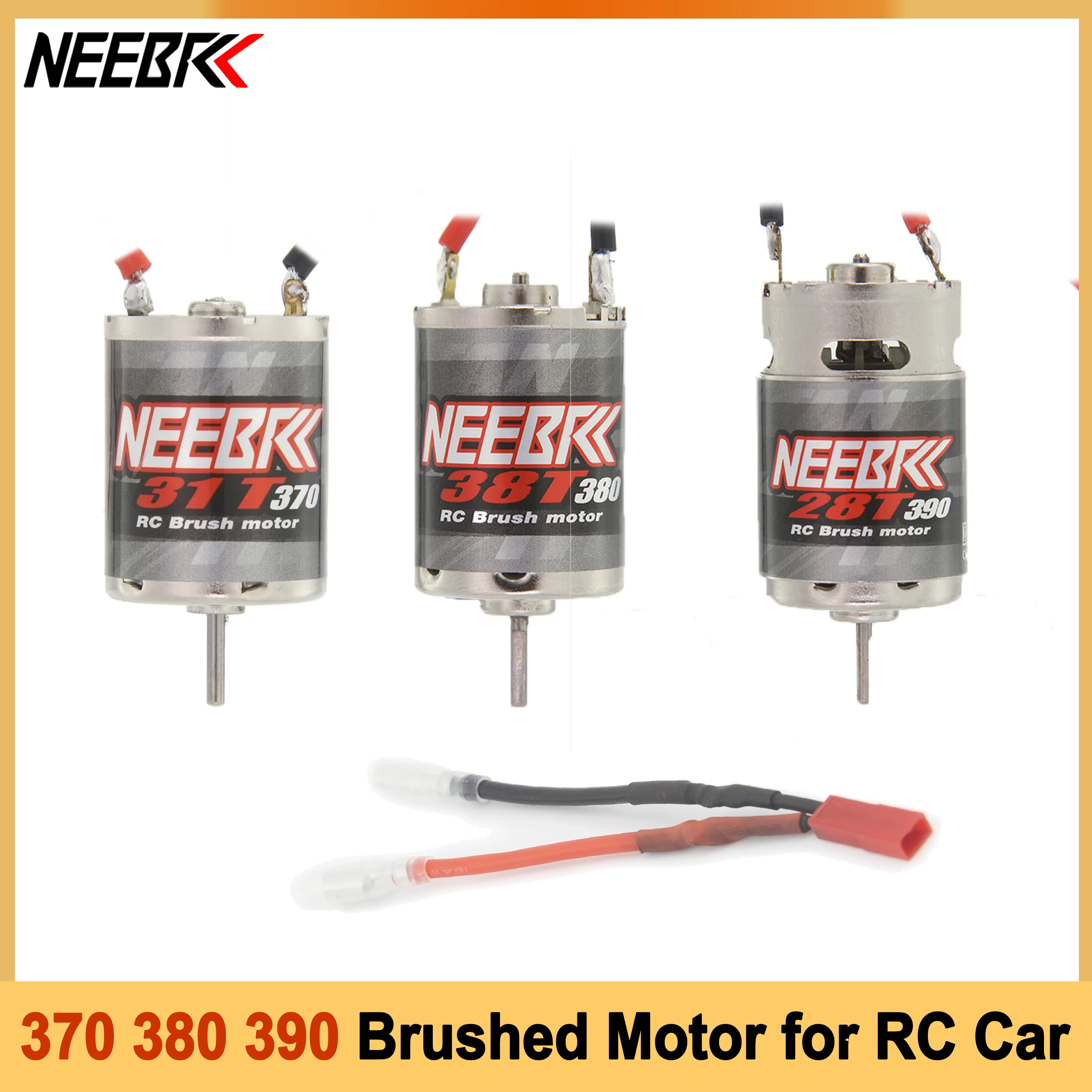 NEEBRC 370 380 390 JST Brushed Motor for 1:10 1:12 1:14 1:16 1:18 RC Car Crawler AXIAL SCX24 B17 TAM54393 TRX 7075 Model Parts