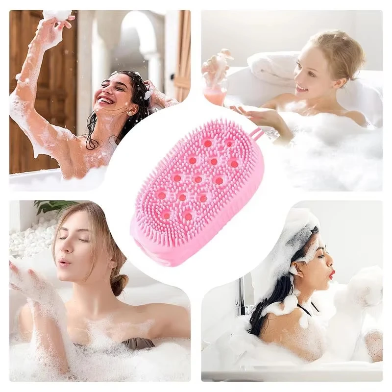 1-3 個シャワークリーニングバスブラシボディスクラバーシリコーン角質除去スクラブバス両面使用マッサージャースキンクリーニングツール