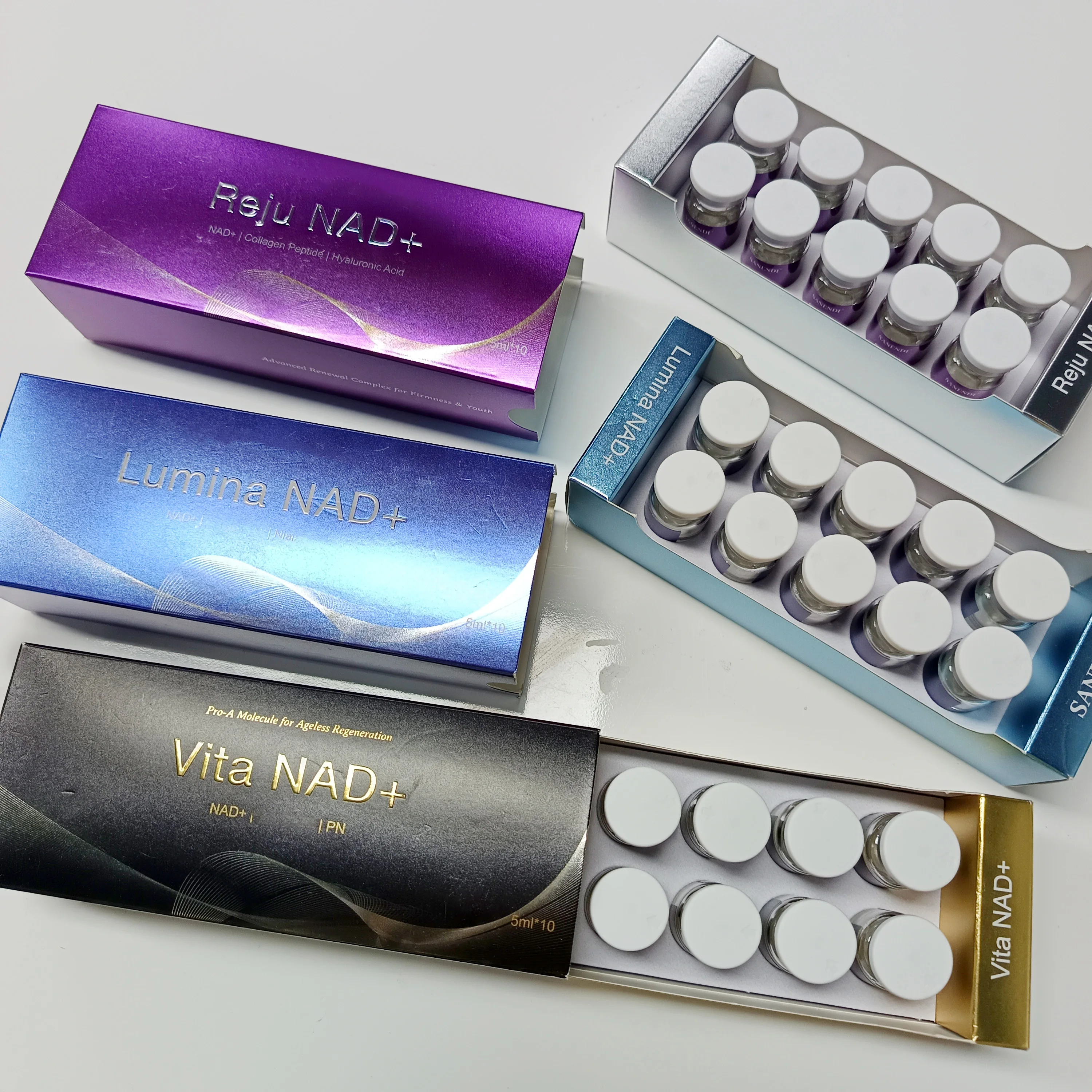 5 In 1 NAD+ Blue Copper Peptide Serum Hyaluronic Acid  Vita Essence Smoothing Hyadration Der.pen Kit Liquid Korean Skin Care Set view 4