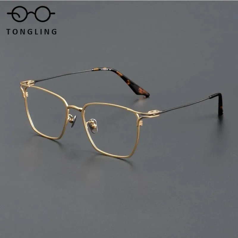 2026 High-Quality Large Frame Design Men Square Frame Glasses Fashion Pure Titanium Ultra-Light Texture Literary Women Eyeglass
