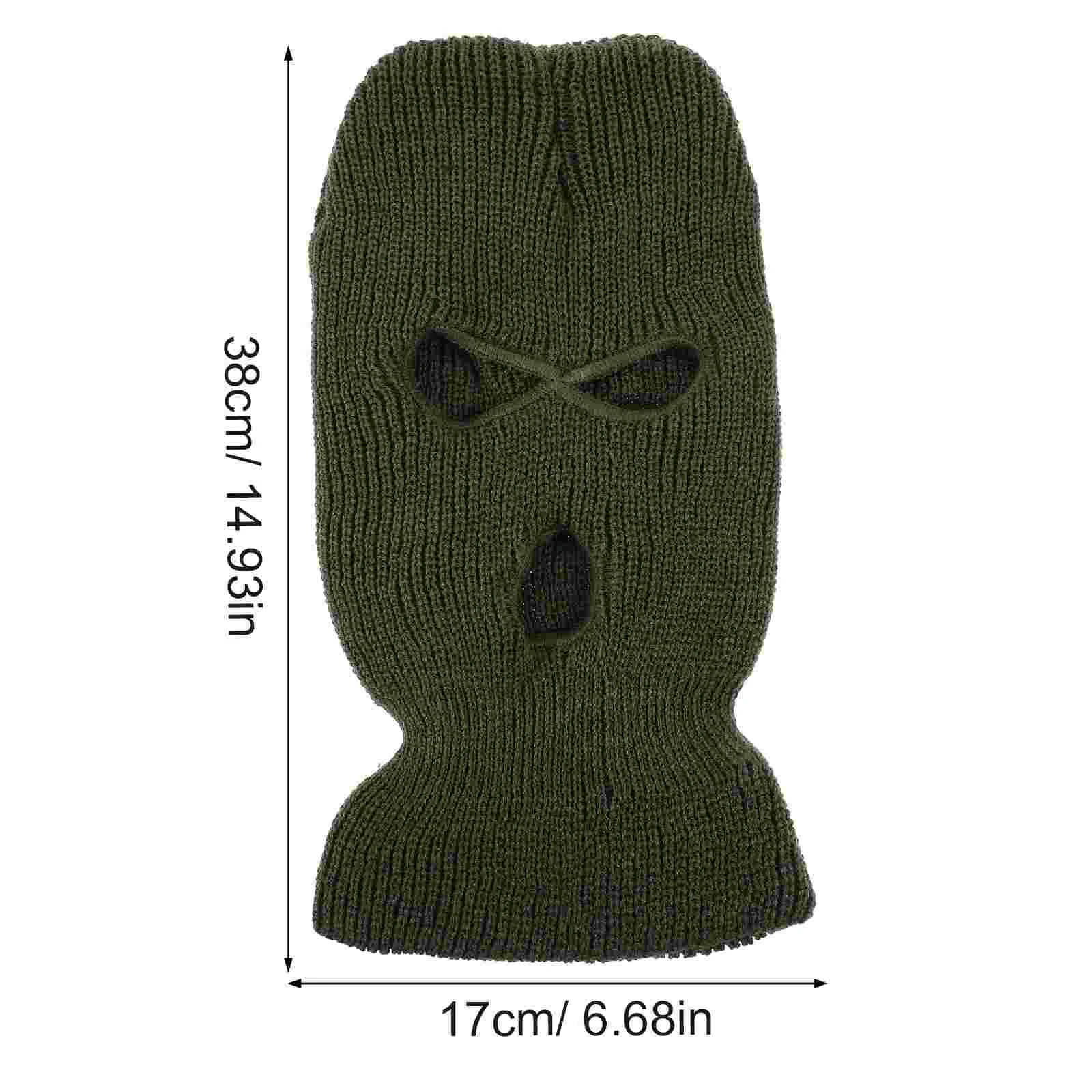 Three Hole Wool Hat Knit Full Face Mask for Outdoor Sports 3-hole Knitted Ski Headgear Knitting Balaclava Yarn