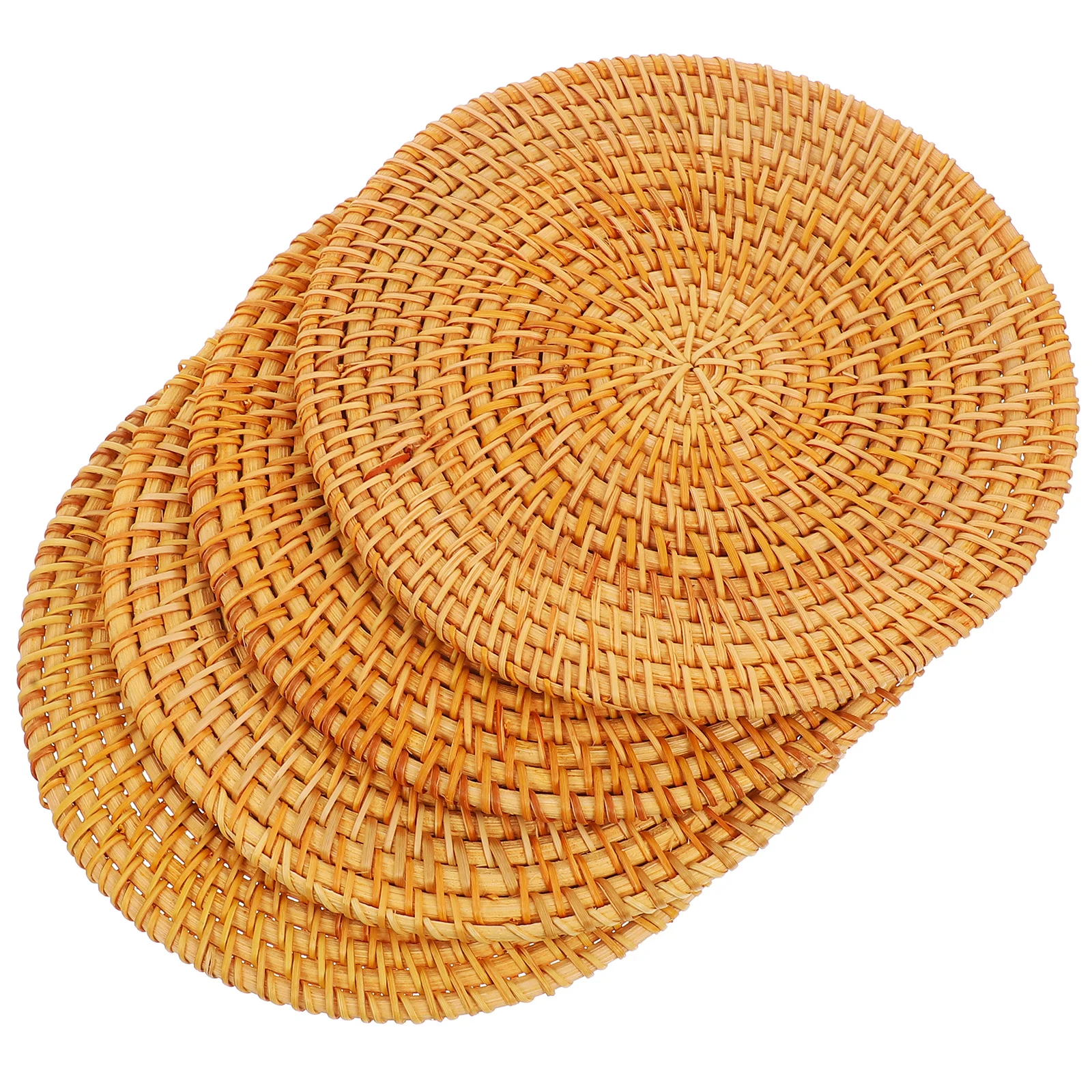 

4Pcs Heat Resistant Rattan Placemats Woven Trivets for Hot Dishes Boho Coasters Dining Table Heat Resistant Mats for Countertop