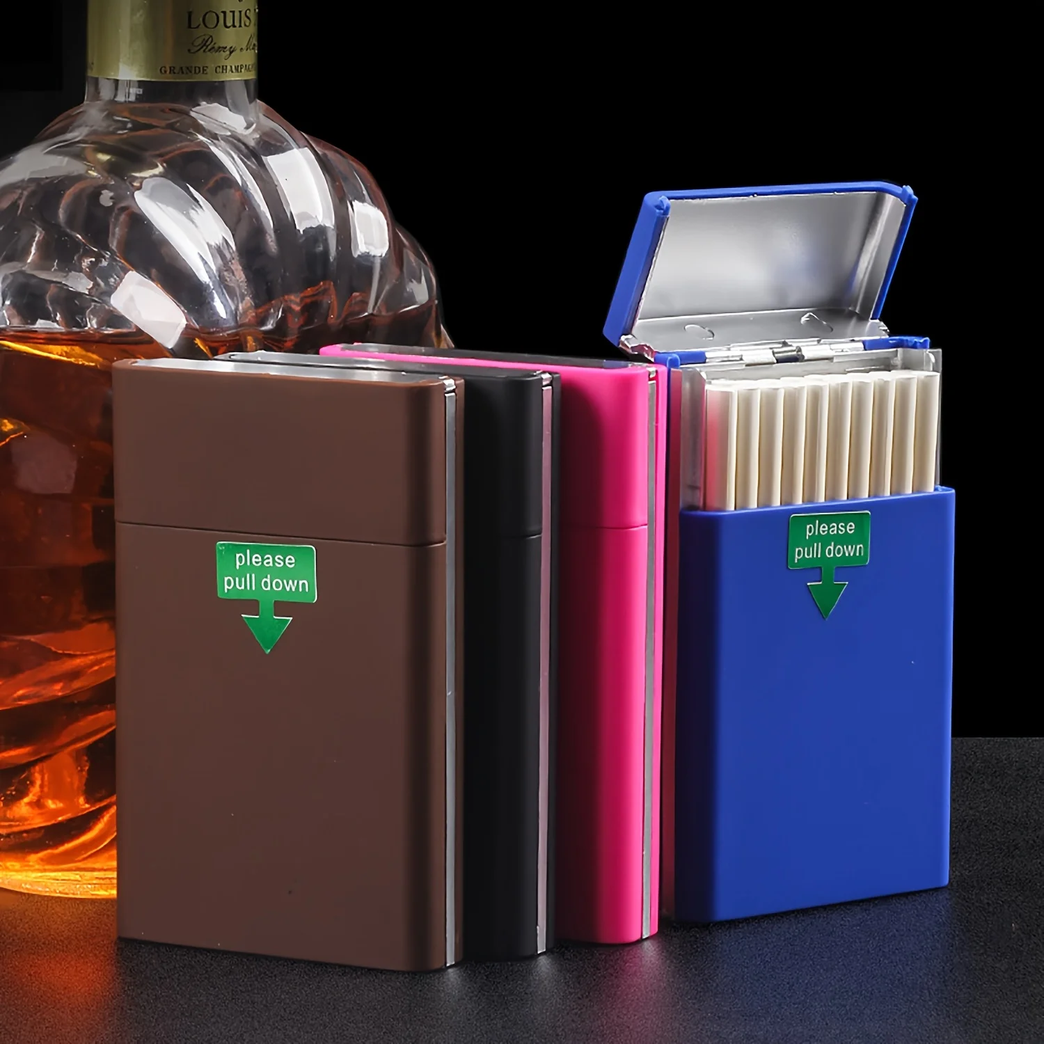 1pc Extended Slim Cigarette Storage Box Plastic Sliding Pop Up Lid Fashion Moisture Proof Pressure Resistant Multi Color Case