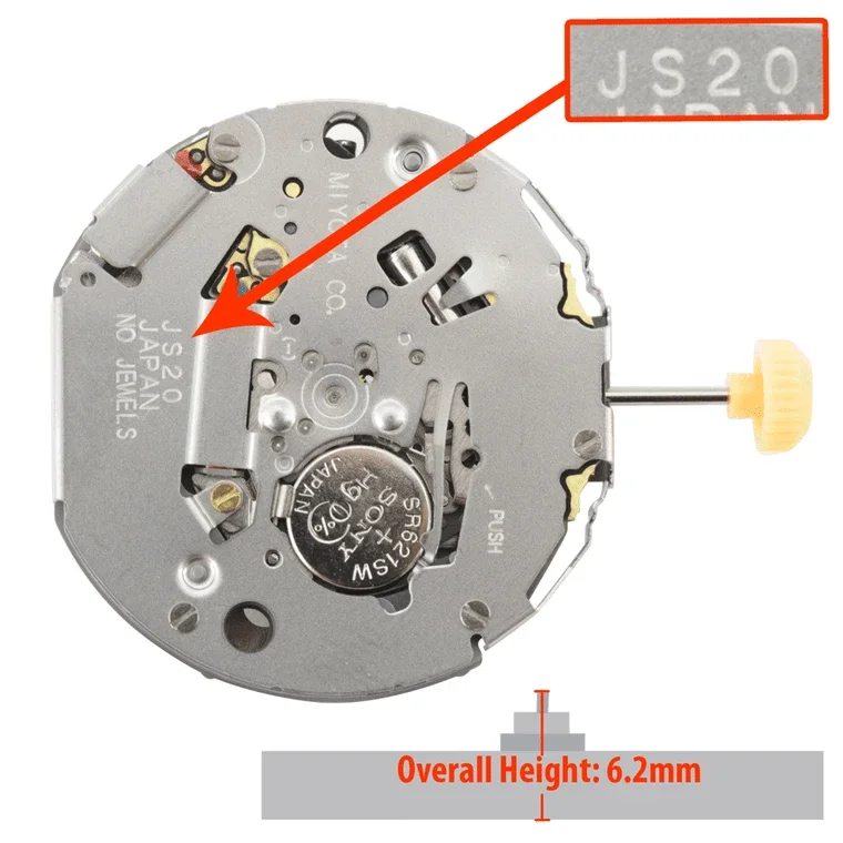 Miyota JS20 Movement Small Second Chronograph Size 12 1/2’’’ Height 4.18mm Accuracy ±20 sec per month