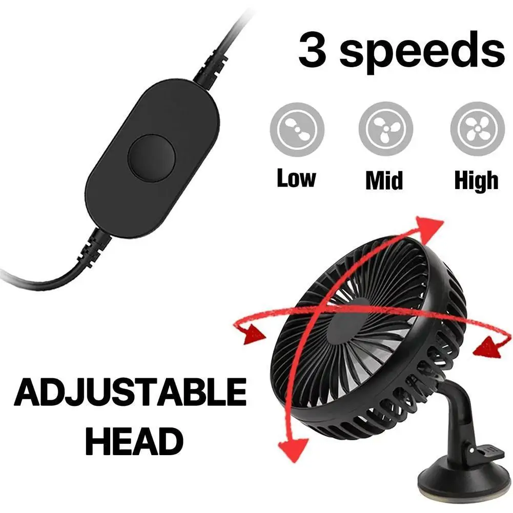 

Car Dashboard Cooling Fan With Suction Cup Car Fan Dashboard Large USB Wind Single Fan Car New Ventilator Head 12V/24V Cool L2M2