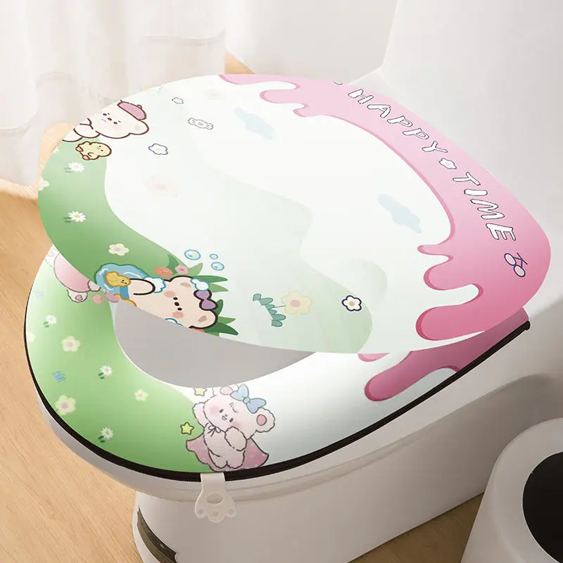 

Новый стильный коврик для туалета с милым принтом, универсальный чехол на сиденье унитаза для всех сезонов, комплект из четырех предметов