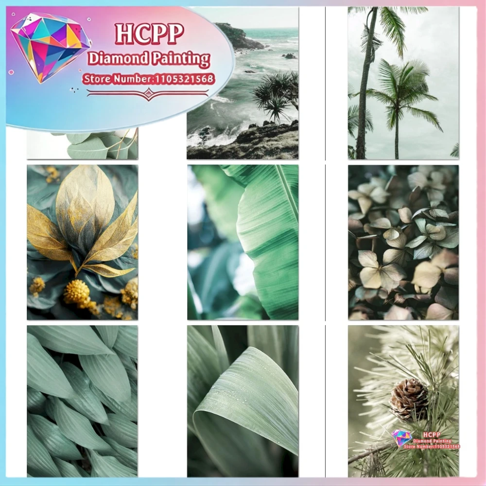 

Набор для алмазной вышивки «Зеленые листья и растения»: квадратные и круглые стразы, 5D DIY мозаика, вышивка крестом, изысканный подарок, декор для рукоделия