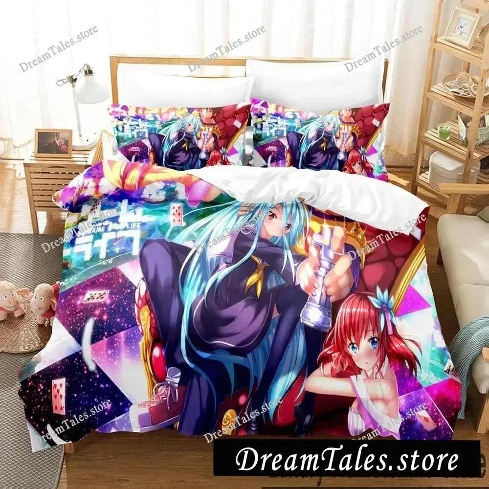 

3D No Game No Life Anime Bedding Set Boys Girls Twin Queen King Size Duvet Cover Pillowcase Bed Boys Adult Home Textileextile741