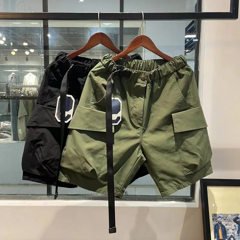 

Retro American Functional Fabric Large ket Big Size Workwear orts Men Trendy Loose Qui Dry Five-Part Pants Mid-Pants