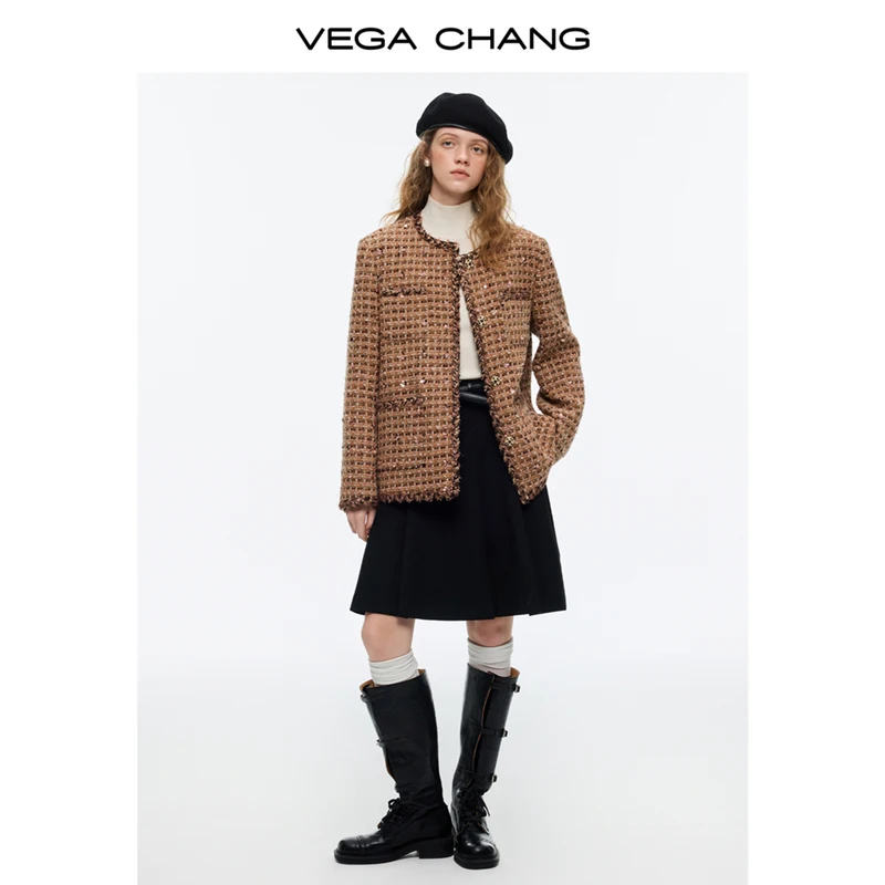 กระโปรงผู้หญิงฤดูหนาวใหม่ของเวก้า ชางกระโปรงสั้นทรงเอสไตล์เกาหลีที่เรียบง่ายและสง่างาม