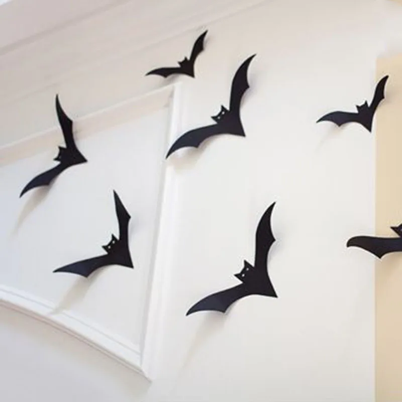 12/24/32/48pcs Halloween Decoration 3D Black PVC Bat Wall Sticker Halloween Party DIY Decor Bar Room Scary Party Decos props