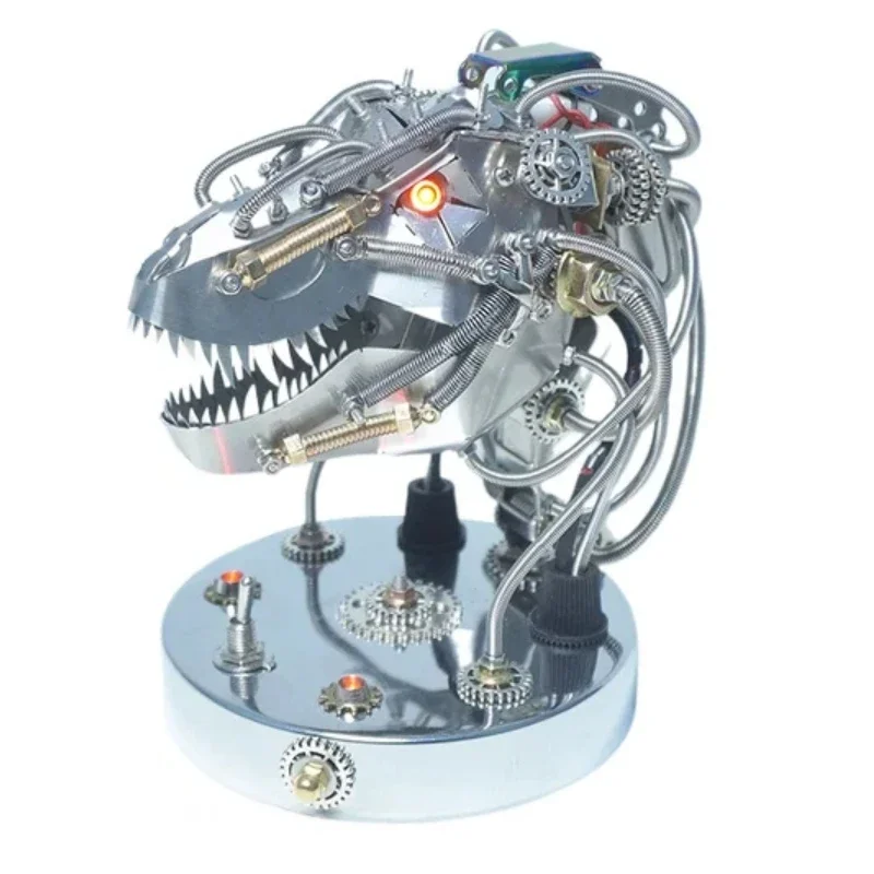 3D Metal Puzzle Luminous Dinosaur Head Model Kit Stainless Steel Mechanical DIY Assembly Animals Gift Puzzles Toy Gift