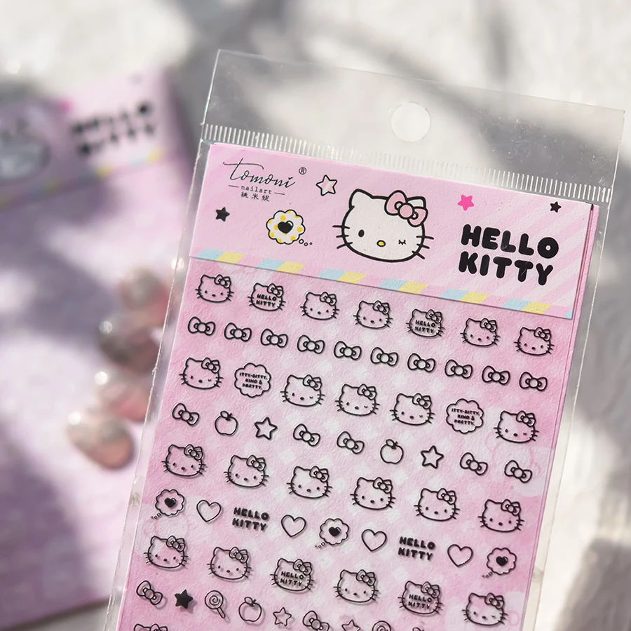 1 Stück 5D Geprägte Hello Kitty Nagelaufkleber Sanrio HelloKitty Nagelzubehör Kitty Katze Modedesign Niedliche Katzen-Nagelteile – Detail 18