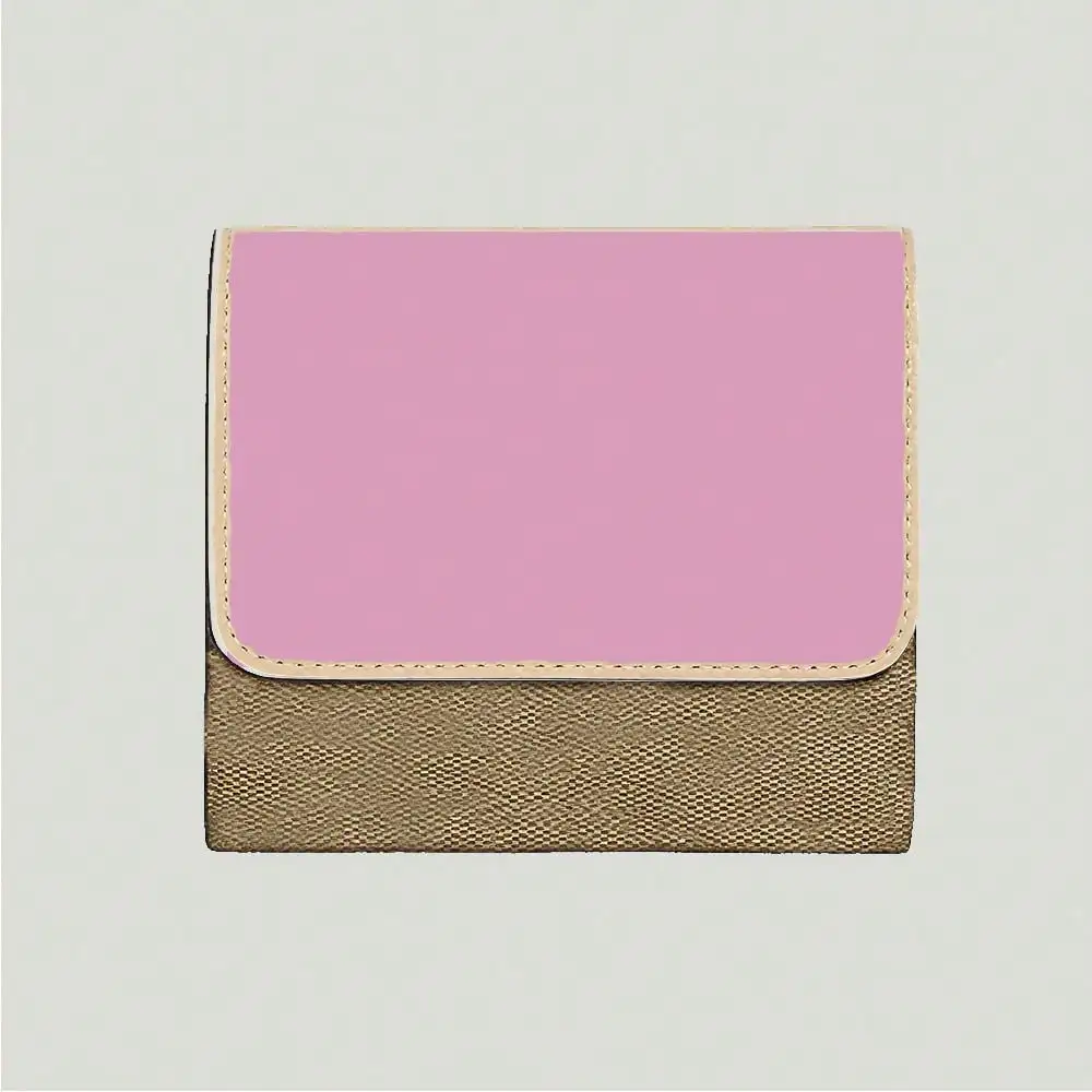 

Dual-Color Foldable Wallet With Zipper Pocket, Multiple Card Slots, C-Shaped Print & Letter Logo