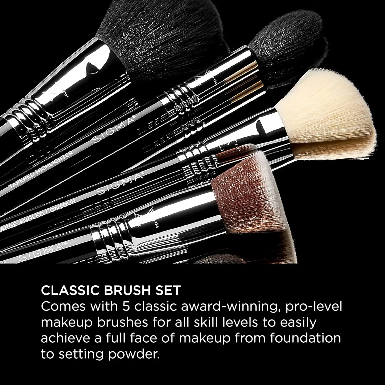 Makeup Brush Set – 5-Piece Professional Brushes for Foundation, Concealer, Blush, Contour, Highlight
