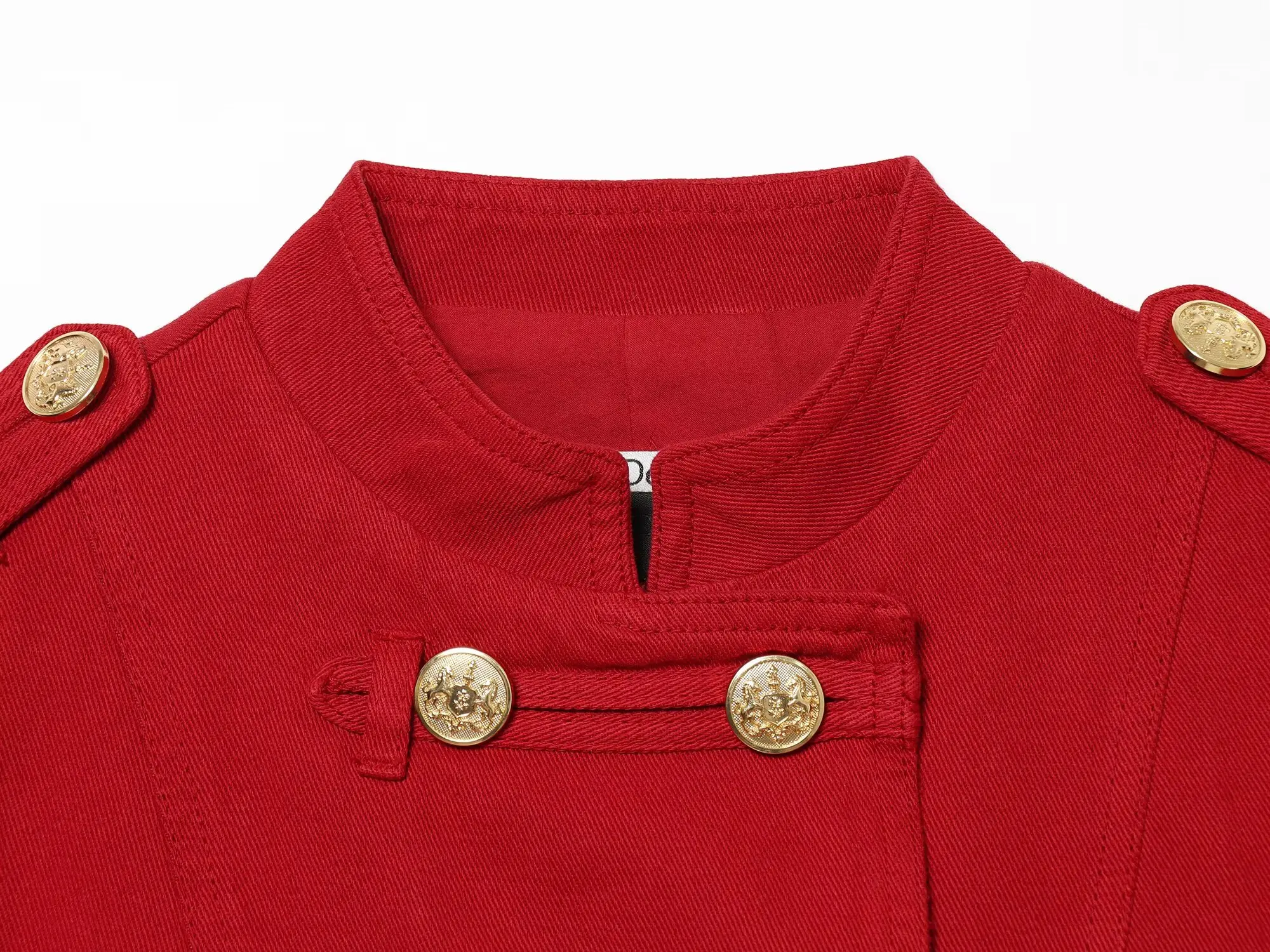 KONDALA Vintage Streetwear Einfarbige Frühlingsjacke für Damen Rot Mode 2026 Doppelreihige High-Street-Chic Kurze Damenjacke – Detail 9