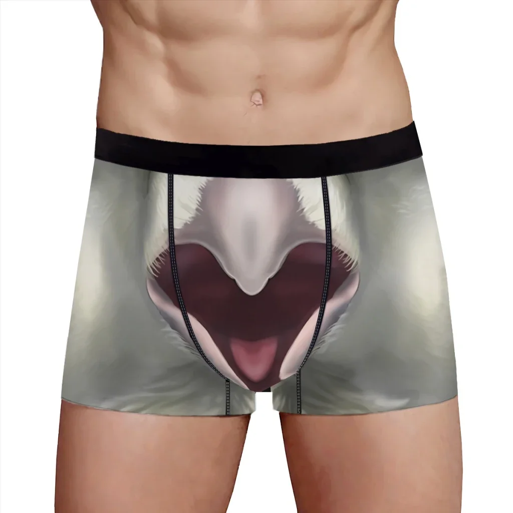 White Raven Face  Underpants Breathbale Panties Male Underwear Print Shorts Boxer Briefs