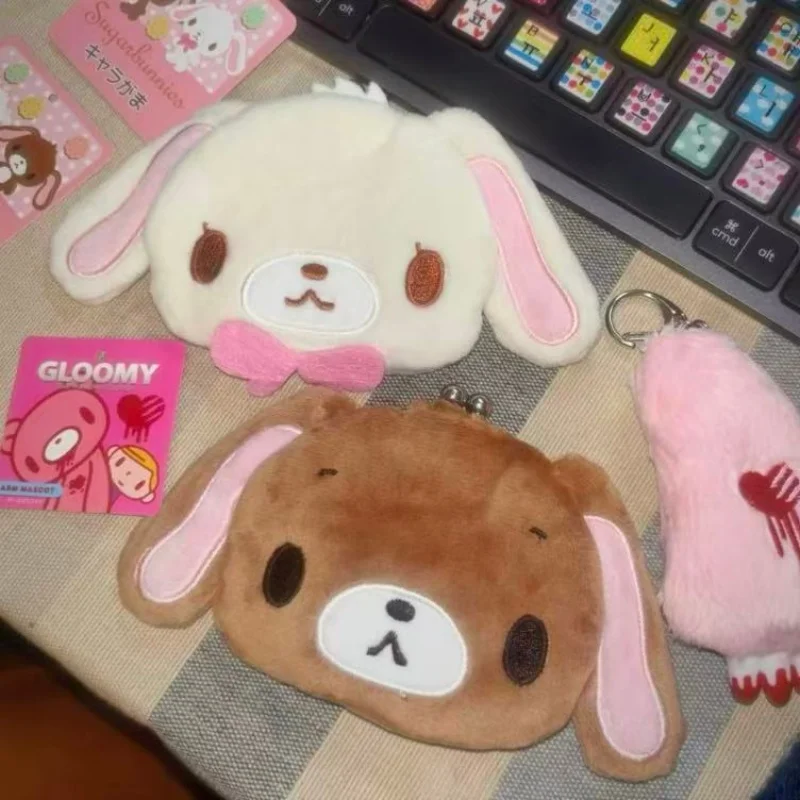 Sanrio Sugarbunnies Cartoon Morbido Peluche Portamonete Mini Borsa per il trucco Rossetto Cuscino d'aria Zaino portaoggetti Borsa interna Regalo per ragazza