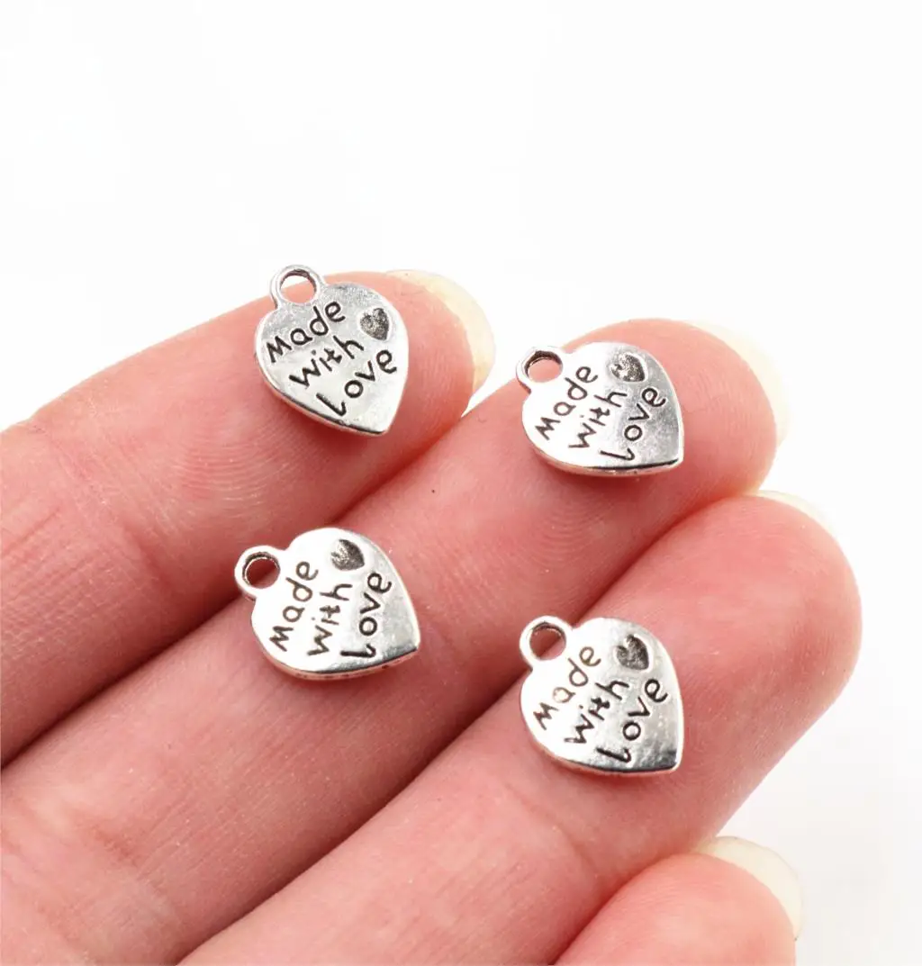 12x10mm 30pcs Antique Silver Plated and Bronze and Gold Colors Plated Heart Handmade Charms Pendant:DIY for bracelet necklace