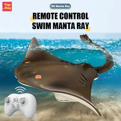 2.4G RC Fish Manta Ray Waterproof Simulation Remote Control Animals With Lights Kids Toys Outdoor Swimming Pools Bath Boy Gift