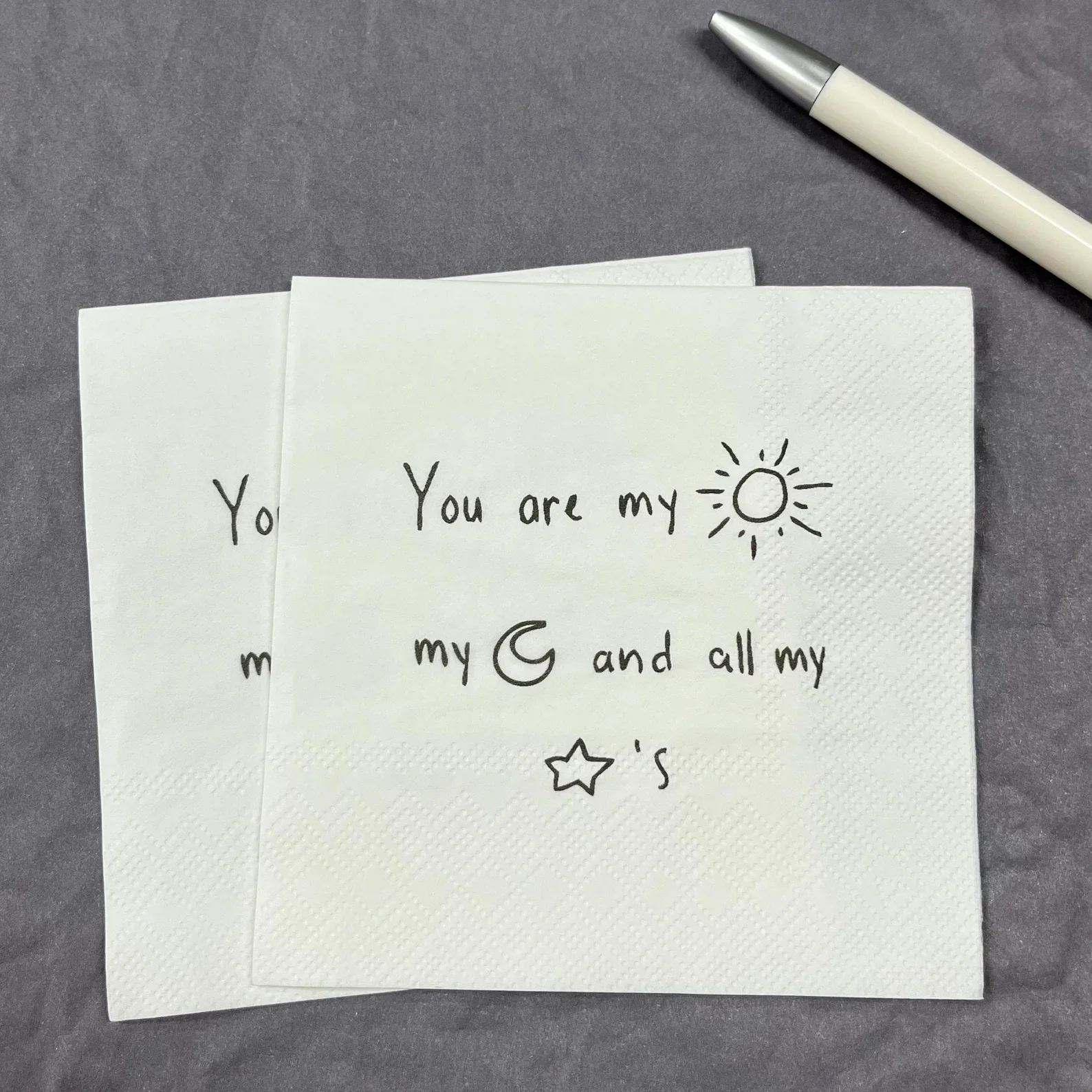 

50pcs Custom Love Note Handwriting Napkins, Personalized Handwritten Note Paper Napkins, Printed Wedding Cocktail Napkins Custom
