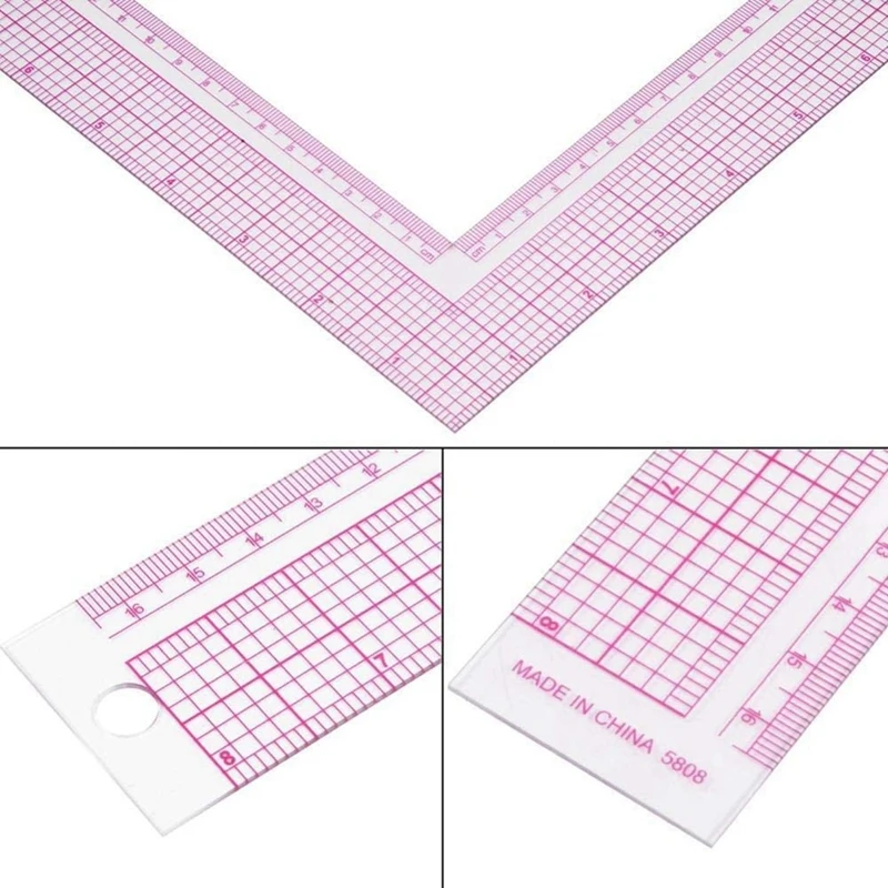 Sewing Measure Rulers 90-Degree L Shape Square Ruler Metric And Imperial Clothing Ruler Tailor Craft Tool