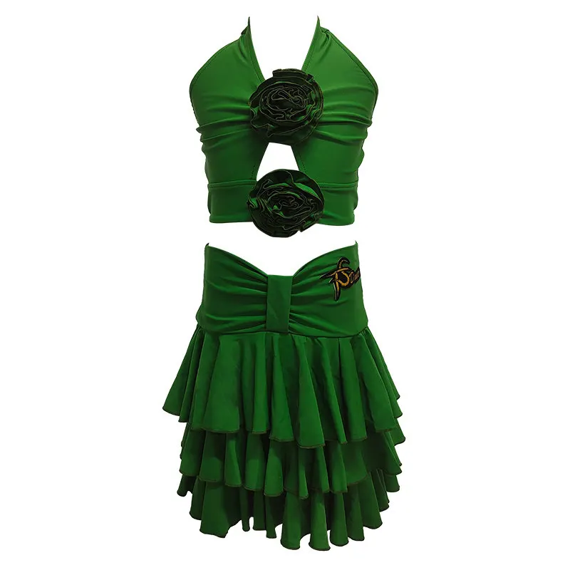 

Костюм для латиноамериканских танцев для девочек, новый комплект для тренировок весна-лето, высококачественный детский костюм для выступлений по стандартным бальным танцам