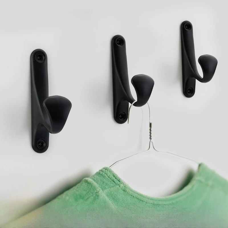 

Modern simple clothes hooks door back hanger single hook black silver punched doors and windows hooks
