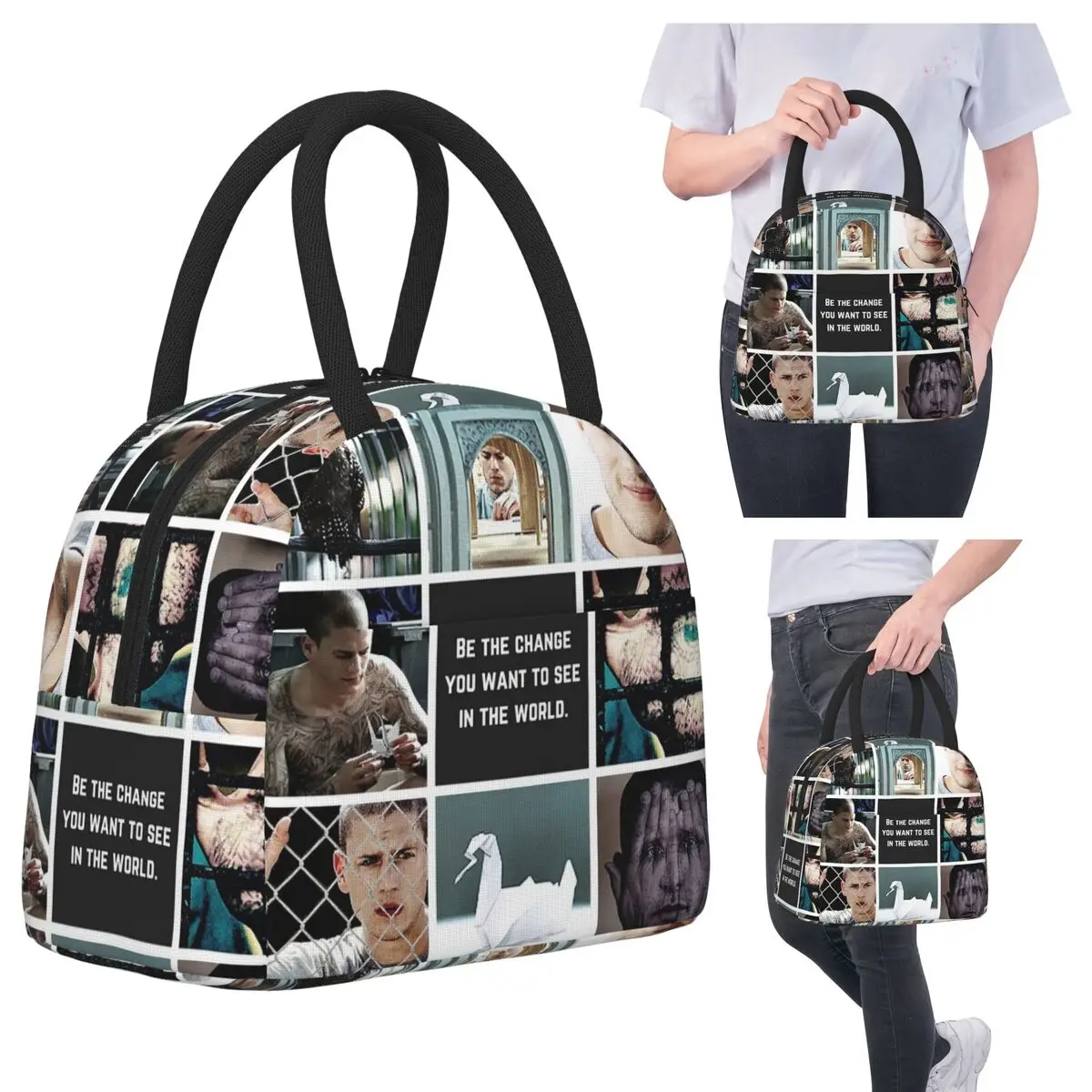 الجمالية مايكل سكوفيلد أكياس الغداء معزول بينتو صندوق المحمولة حقيبة الغداء نزهة أكياس حقيبة حرارية للمرأة فتاة السفر #6