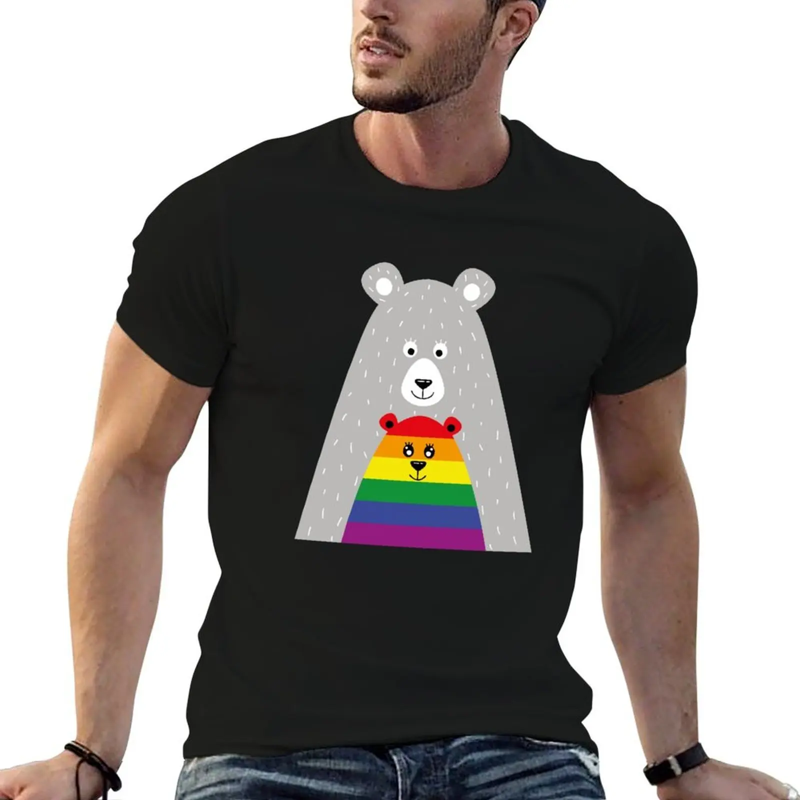 

Mama Bear Proud Mother LGBTQ+ Pride T-Shirt man t shirt graphic t shirts cotton 100% T-Shirt
