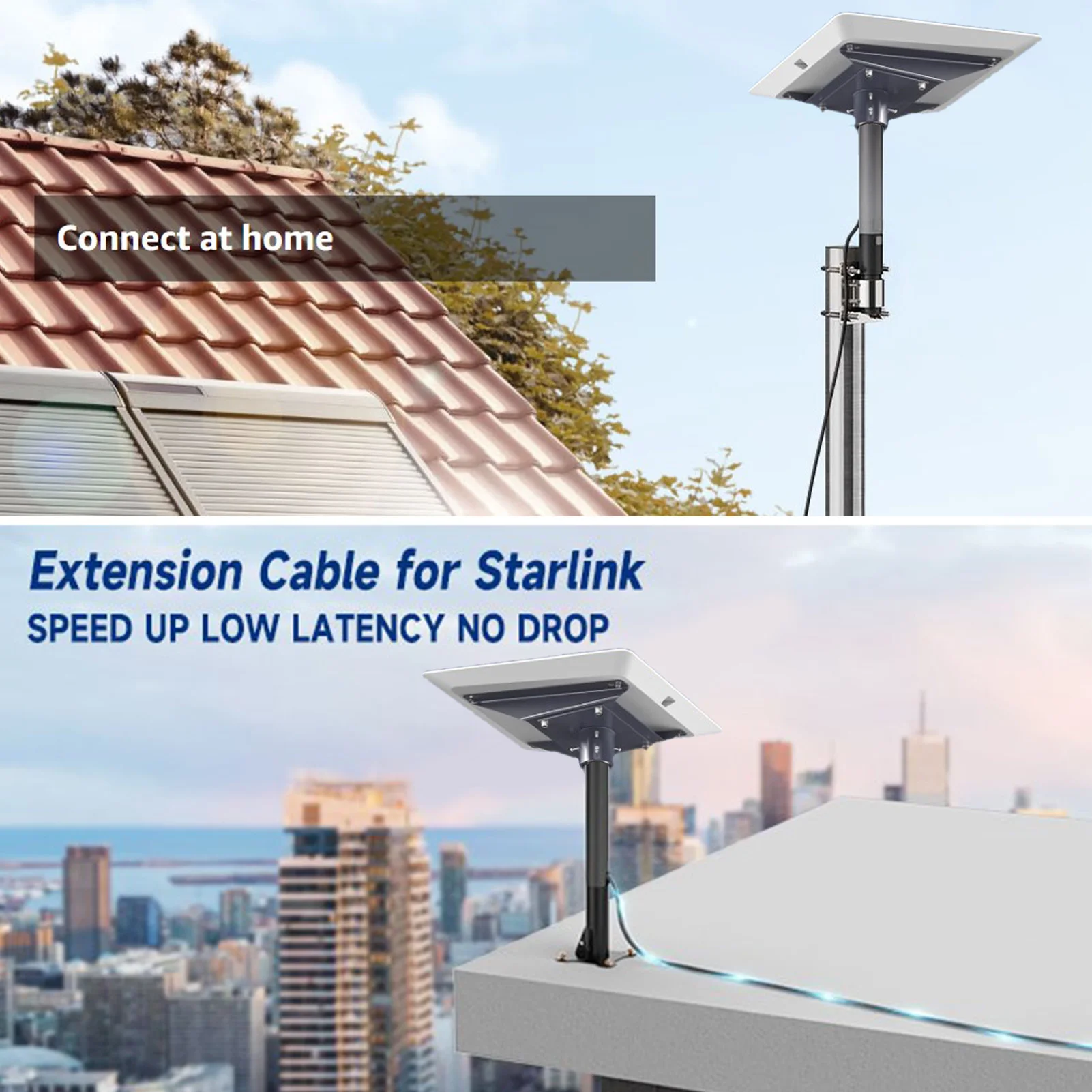 สายเคเบิ้ลสำหรับ starlink IP68กันน้ำ1200Mbps ความเร็วสูงสายพ่วงเหมาะสำหรับ Gen3ดาวเทียม starlink