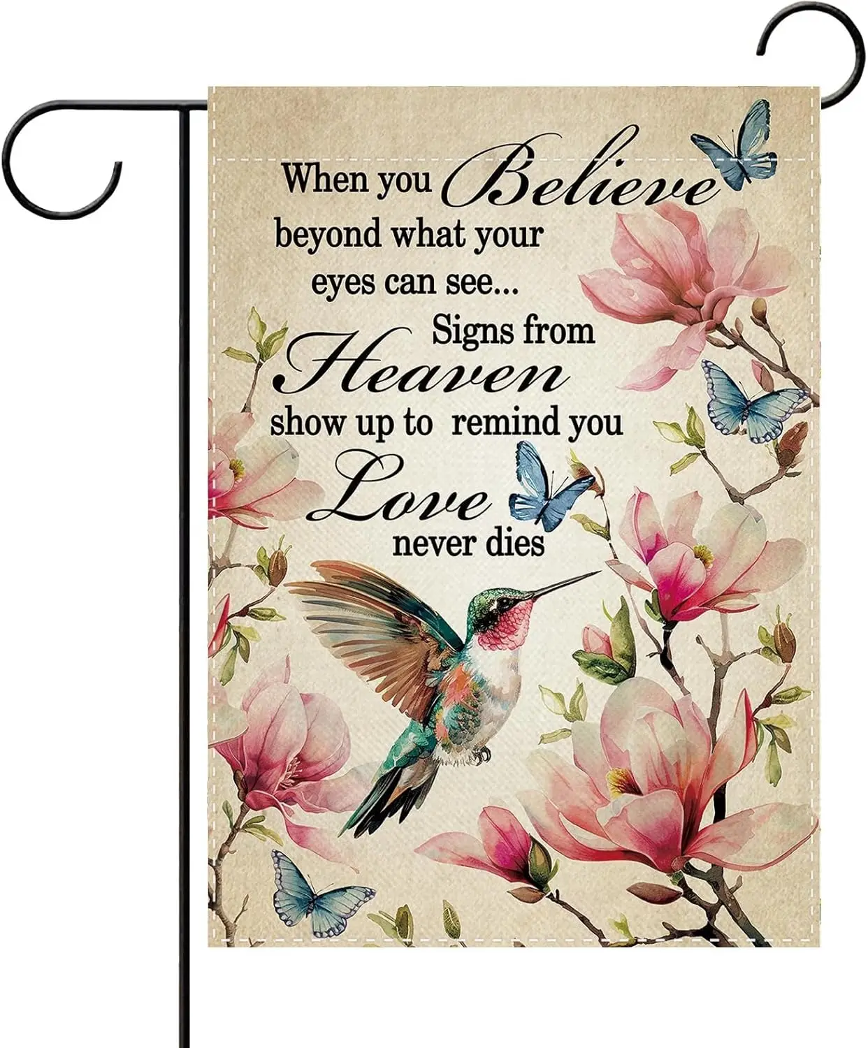 Memorial Hummingbird Magnolia Flower Garden Flag, Spring Summer Vintage Floral Butterfly Small Yard Outside Decoration Sympa AAS
