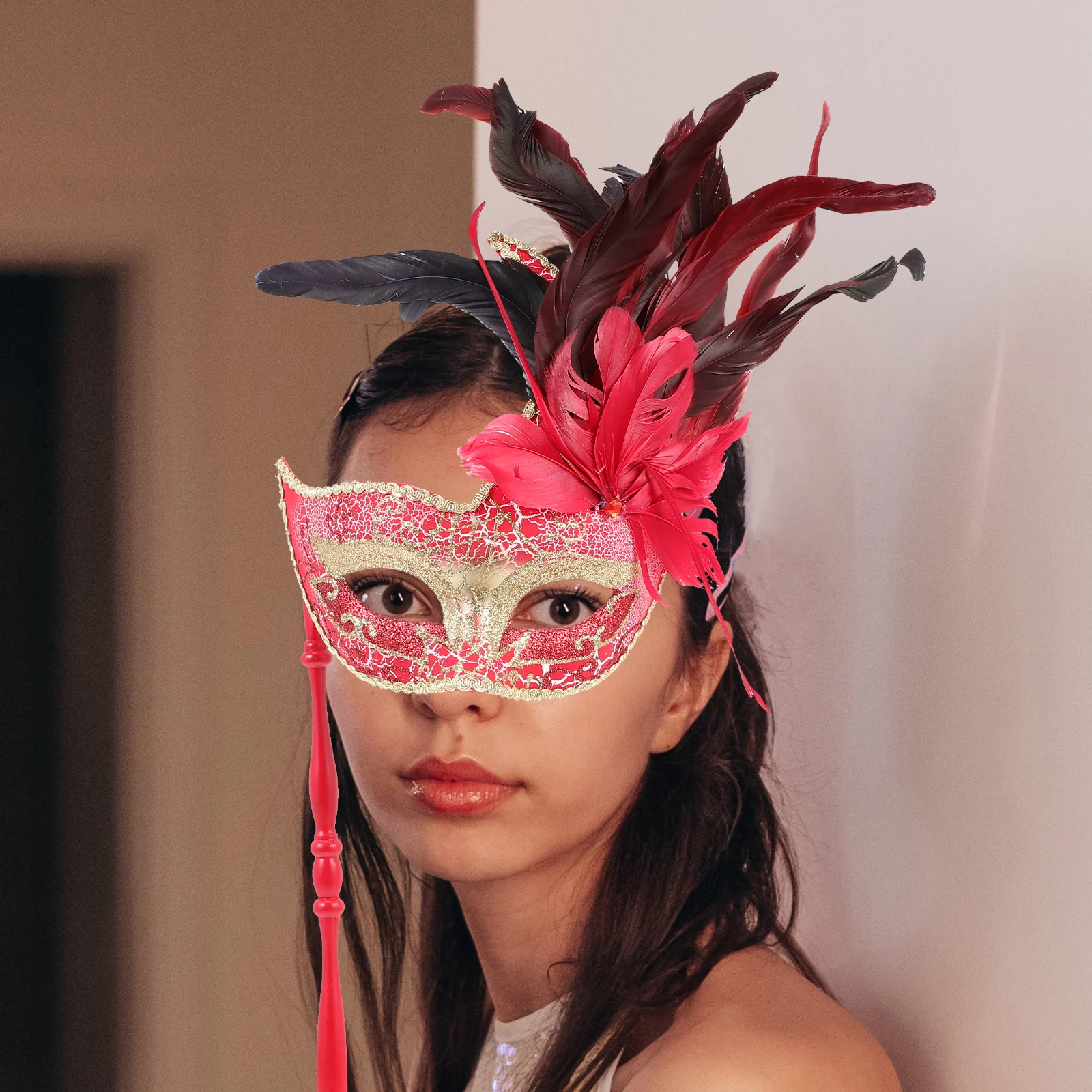 

Masquerade Masquerade Mask With Stick Mask Stick Design Party Festival Carnival Cosplay Decor Performance Prop