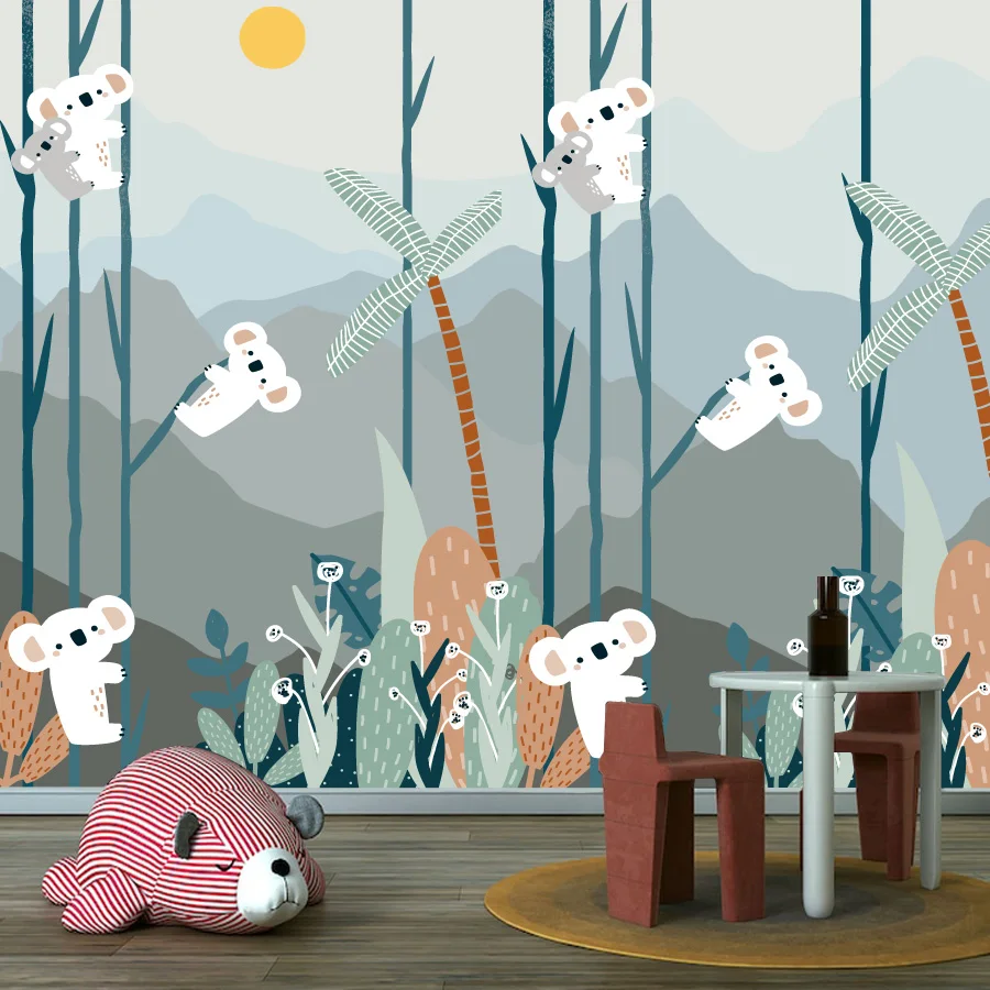 

Cartoon Custom Peel and Stick Wallpaper for Living Room Contact Wall Paper Home Decor Panel Kids Baby Bedroon Koala Animal Mural