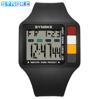 Synoke Digital Watch Men Sports Electronic Watch 5Bar Waterproof Light Large Screen Square Student Watch Outdoor Fashion Trend