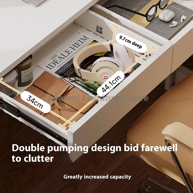 Minimalistischer Computertisch mit weißem Metallrahmen, Eisen, Arbeitszimmer, Gaming, platzsparender Tisch für Schlafzimmer, kompakte Büroschreibtische mit Stauraum